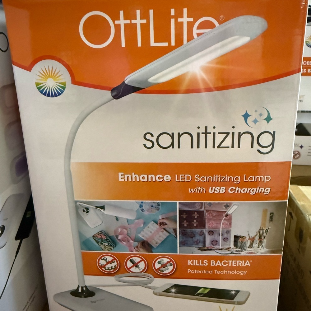 OTTLITE Enhance LED Sanitizing Lamp with USB Charging - White